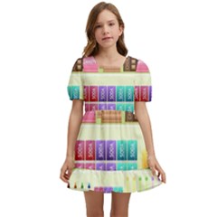 Supermarket Shelf Products Snacks Kids  Short Sleeve Dolly Dress