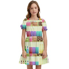 Supermarket Shelf Products Snacks Kids  Puff Sleeved Dress