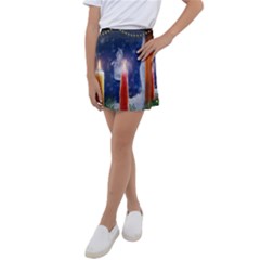 Christmas Lighting Candles Kids  Tennis Skirt by Cendanart