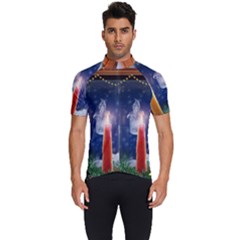 Christmas Lighting Candles Men s Short Sleeve Cycling Jersey by Cendanart