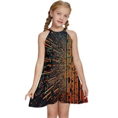 Data Abstract Abstract Background Background Kids  Halter Collar Waist Tie Chiffon Dress by Cendanart