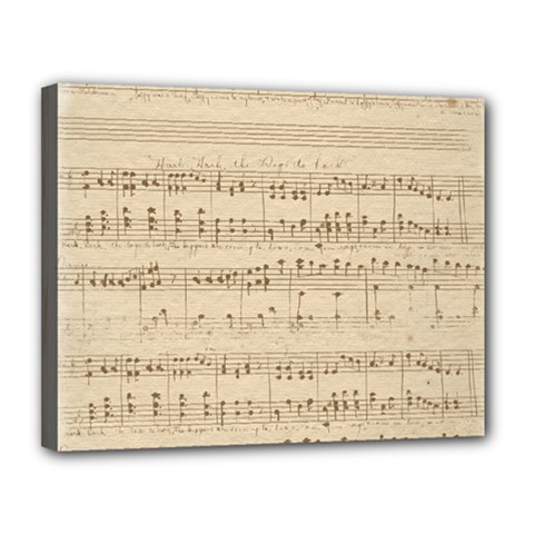 Vintage Beige Music Notes Canvas 14  X 11  (stretched)