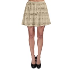 Vintage Beige Music Notes Skater Skirt by Cendanart