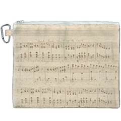 Vintage Beige Music Notes Canvas Cosmetic Bag (xxxl) by Cendanart