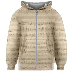 Vintage Beige Music Notes Kids  Zipper Hoodie Without Drawstring by Cendanart