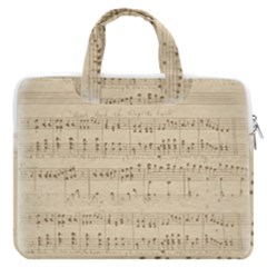 Vintage Beige Music Notes Macbook Pro 16  Double Pocket Laptop Bag  by Cendanart