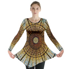 Barcelona Glass Window Stained Glass Long Sleeve Tunic  by Cendanart