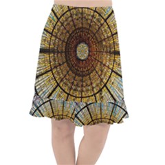 Barcelona Glass Window Stained Glass Fishtail Chiffon Skirt by Cendanart