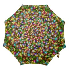 Star Colorful Christmas Abstract Hook Handle Umbrellas (large) by Cendanart