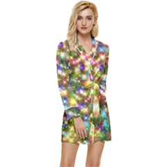 Star Colorful Christmas Abstract Long Sleeve Satin Robe by Cendanart