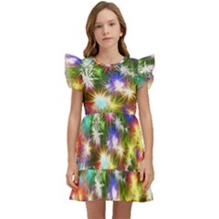 Star Colorful Christmas Abstract Kids  Winged Sleeve Dress