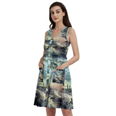 Psychedelic Art Sleeveless Dress With Pocket