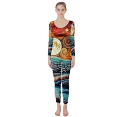 Winter Wonderland Landscape Nature Long Sleeve Catsuit