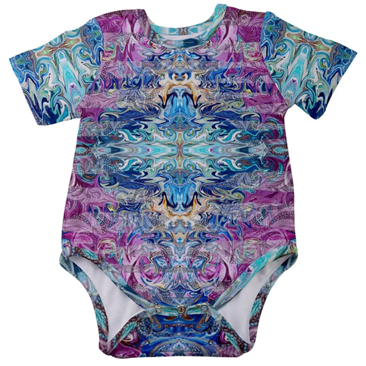 Magenta on cobalt arabesque Baby Short Sleeve Bodysuit