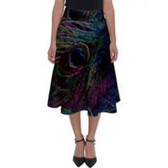 Peacock Feather Paradise Perfect Length Midi Skirt by Cendanart