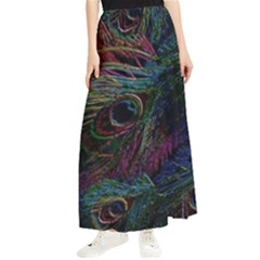 Peacock Feather Paradise Maxi Chiffon Skirt by Cendanart