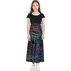 Peacock Feather Paradise Kids  Flared Maxi Skirt by Cendanart