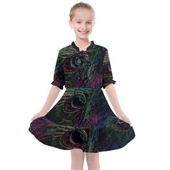 Peacock Feather Paradise Kids  All Frills Chiffon Dress by Cendanart