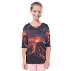 Volcanic Eruption Kids  Quarter Sleeve Raglan T-shirt