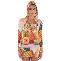 Fruit Pattern Apple Abstract Food Long Sleeve Hooded T-shirt