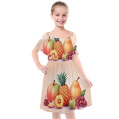 Fruit Pattern Apple Abstract Food Kids  Cut Out Shoulders Chiffon Dress