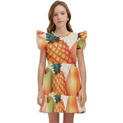 Fruit Pattern Apple Abstract Food Kids  Winged Sleeve Dress by Proyonanggan