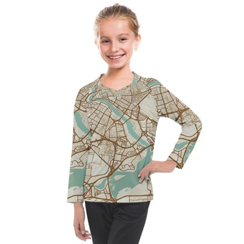 Mapart Dubai Map Kids  Long Mesh T-shirt by Proyonanggan