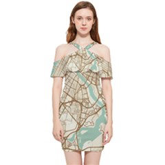 Mapart Dubai Map Shoulder Frill Bodycon Summer Dress