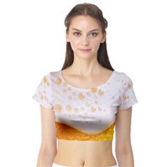 Beer Foam Texture Macro Liquid Bubble Short Sleeve Crop Top