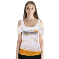 Beer Foam Texture Macro Liquid Bubble Butterfly Sleeve Cutout T-shirt 