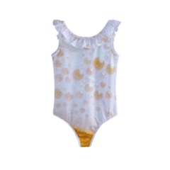 Beer Foam Texture Macro Liquid Bubble Kids  Frill Swimsuit by Cemarart