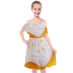 Beer Foam Texture Macro Liquid Bubble Kids  Cut Out Shoulders Chiffon Dress