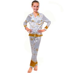 Beer Foam Texture Macro Liquid Bubble Kids  Satin Long Sleeve Pajamas Set