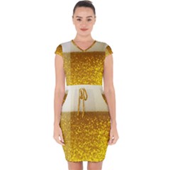 Light Beer Texture Foam Drink In A Glass Capsleeve Drawstring Dress 