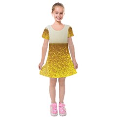 Light Beer Texture Foam Drink In A Glass Kids  Short Sleeve Velvet Dress