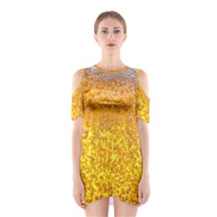Liquid Bubble Drink Beer With Foam Texture Shoulder Cutout One Piece Dress