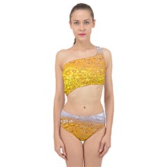 Liquid Bubble Drink Beer With Foam Texture Spliced Up Two Piece Swimsuit