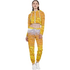 Liquid Bubble Drink Beer With Foam Texture Cropped Zip Up Lounge Set