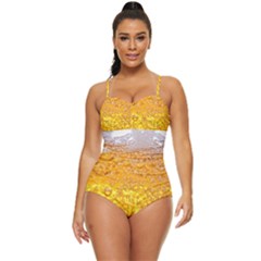 Liquid Bubble Drink Beer With Foam Texture Retro Full Coverage Swimsuit by Cemarart