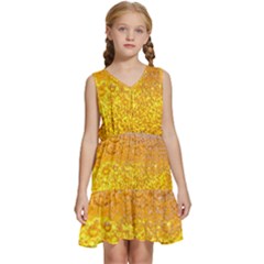 Liquid Bubble Drink Beer With Foam Texture Kids  Sleeveless Tiered Mini Dress by Cemarart