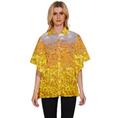 Liquid Bubble Drink Beer With Foam Texture Women s Batwing Button Up Shirt