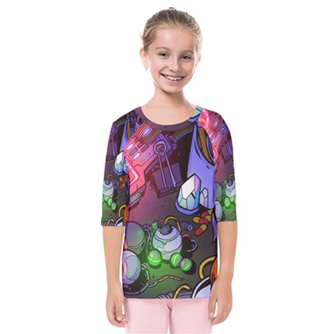 Graffiti Corazones Kingdom Saga Super Kids  Quarter Sleeve Raglan T-shirt by Cemarart