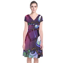 Graffiti Corazones Kingdom Saga Super Short Sleeve Front Wrap Dress