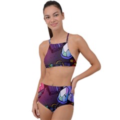 Graffiti Corazones Kingdom Saga Super Halter Tankini Set by Cemarart