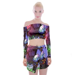 Graffiti Corazones Kingdom Saga Super Off Shoulder Top With Mini Skirt Set by Cemarart