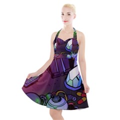 Graffiti Corazones Kingdom Saga Super Halter Party Swing Dress  by Cemarart