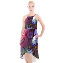 Graffiti Corazones Kingdom Saga Super High-low Halter Chiffon Dress  by Cemarart