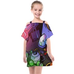 Graffiti Corazones Kingdom Saga Super Kids  One Piece Chiffon Dress by Cemarart