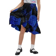 Raspberry One Edge Kids  Ruffle Flared Wrap Midi Skirt
