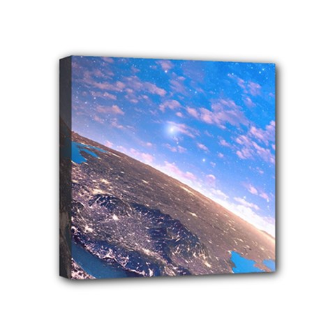 Earth Blue Galaxy Sky Space Mini Canvas 4  X 4  (stretched)